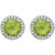 8mm Halo 14k White Gold Peridot  and Diamond Stud Earrings