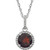 14k white Gold Garnet & Diamond Halo Styled Birthstone Necklace