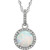 14k white Gold Opal & Diamond Halo Styled Birthstone Necklace