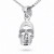 14k White Gold Tiny Skull Pendant Necklace (13.0 mm X 6.00 mm)