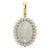 14k Yellow Gold Oval Opal & Diamond Halo Styled Necklace