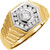 14k Yellow Gold Mens Cluster Diamond Ring 1/2 ctw 15 Stones