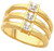 14k Yellow  gold 3 Princess Diamond Ring Band 1.00 ctw