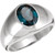 14k White Gold Men's Genuine London Blue Topaz Ring 10mm x 8mm