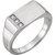 14k White Gold Diamond Signet Ring 15.0mm X 8.0MM Solid Back 1/10 CTW