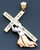 14K Tri-Color gold Cross 50mm or (50 inches) High Accented With Cubic Zirconia