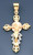 14K Tri-Color gold Cross 45mm or ( 1 3/4 inch) High Accented With Cubic Zirconia
