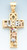 14K Tri-Color gold Cross 38mm or ( 1  1/2 inch) High Accented With Cubic Zirconia