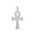 14k Yellow Gold 50mm High Ankh Cross Pendant With Cubic Zirconia