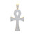 14k Yellow Gold 60mm High Ankh Cross Pendant With Cubic Zirconia