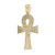 14k Yellow Gold 60mm High Ankh Cross Pendant With Cubic Zirconia