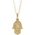 14k Yellow Gold 19mm Genuine Diamond Hamsa Necklace .03 ctw