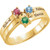 14k Gold Engravable Family Mother's Ring, 4 Stone (Available in 1,2,3,4 Stones)