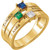 14k Gold Engravable Family Mother's Ring, 3 Stone Available in 1,2,3,4 Stones