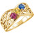 14k Gold Family Mother's Ring, 3 Stone (Available in 2,3,4,5,Stones)