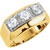 18k Two tone Gold Mens 3 Stone  Diamond Ring 1.00CTW