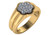 14k Yellow Gold Mens Cluster Diamond Ring 3/4 Ctw