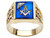 14k Gold Masonic Blue Lodge Blue Spinel Diamond Ring Solid Back 13 x 11 mm