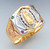 14k Gold Tri Color 15mm Wide Mens Virgin Mary Ring