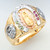 14k Gold Tri Color 15mm Wide Horseshoe Mens Ring With a Virgin Mary