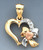 14K Gold Tri-Color Heart Shape Charm With Ribbon 25mm Tall By 19mm Wide