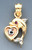 14K Gold Tri-Color Dolphin Charm With Heart 23mm Tall By 12mm Wide