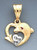 14K Gold Tri-Color Dolphin Charm With Heart 25mm Tall By 16mm Wide