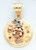 14K Gold Tri-Color Charm With Symbols 34mm Tall By 23mm Wide