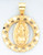 14k Gold Diamond Cut Round Shaped Virgin Mary Pendant 28mm by 34mm