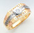 14k Tri Color Gold 11mm Mans Ring with Greek Key Design