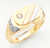 14k Tri Color Gold 10mm Mans Ring with Accented CZ