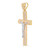 14k Yellow Gold and White Gold Cz Cross Pendant  with Christ  31mm wide by 61mm High