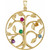14K Yellow Gold Mothers Family Tree  Pendant Up to Six Stones