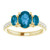 14K Yellow gold Three Blue Topaz Ring  And 0.20 Ct Diamonds