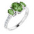 14K White gold Three Green Tourmaline Ring  And 0.20 Ct Diamonds