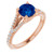 14K Gold Round Sapphire Ring  And 0.45 Ct Diamonds