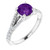 14K Gold Round  Amethyst  Ring Accented by 0.45 Ct Diamonds