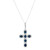 14kt White Gold Sapphire and Diamond Cross Necklace 28mm x 18mm