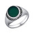 Men’s Sterling Silver Ring with Green Stone and Greek Key Design
