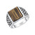 Men’s Sterling Silver Ring with Rectangular Tiger’s Eye and Brick Pattern