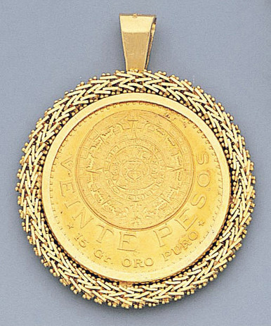 14k Gold Bola 20 Pesos Coin Pendant | Sarraf.com