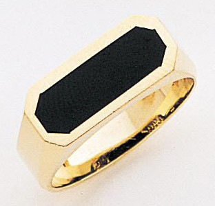 14K Gold 8Mm Wide Rectangle Black Onyx Ring| Sarraf.com