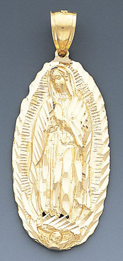 Mia Diamonds 14k Solid Yellow Gold and Rhodium-Plating Satin and Polished Mary Pendant Mia Diamonds 14k Solid Yellow Gold and Rhodium-Plating Satin and Polished Mary Pendant