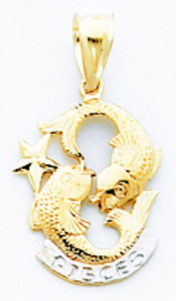 10K 3-D Large Fish Hook with Rope Charm - Quality Gold