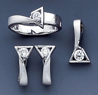 アクセサリー uruiro Rhodium Over Sterling Silver Polished Fancy Cubic Zirconia
