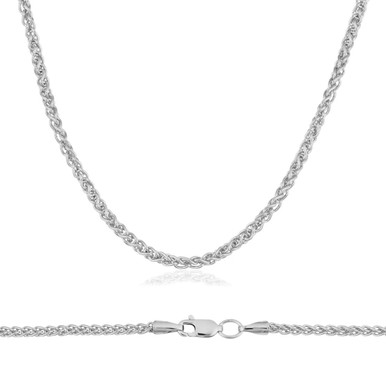 14k White Gold 4.0mm (Nickel Free) Wheat Chain 20 Inches| Sarraf.com