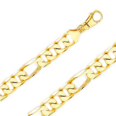 K 14k Yellow Gold Handmade Figaro Chain 13mm Wide 26 Inches| Sarraf.com