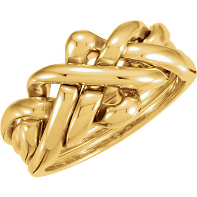 14K Yellow Gold Mens Puzzle Ring 12.5 mm wide| Sarraf.com