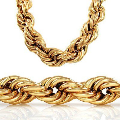 14K Yellow Gold 21.00mm Dookie Run Dmc Rope chain 34