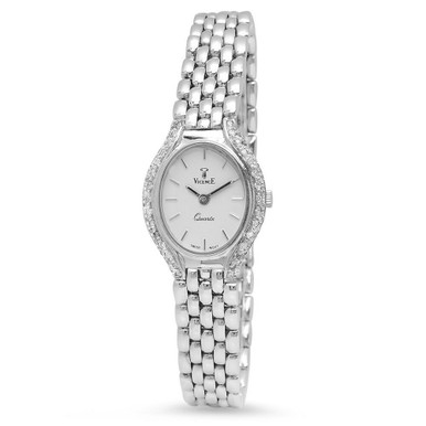 Elegant 14k 585 VicencE ladies watch with diamond accents Vicence 14K Gold Round Panther Link Watch - QVC.com main image 2